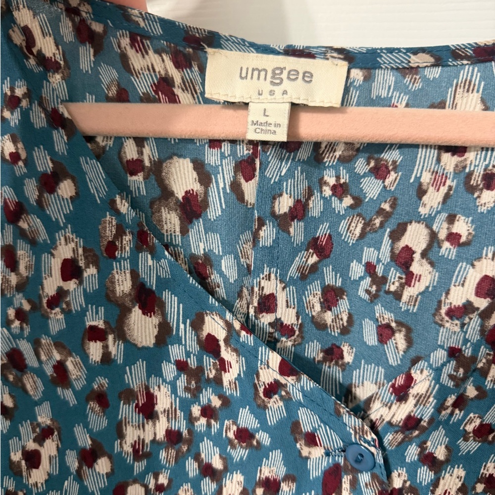 Leopard Umgee Flowy Dress Sz L - Picture 3 of 8